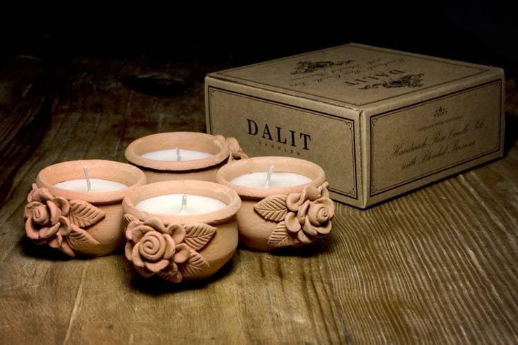 Handmade clay candles - Sravanthi small Box of 4