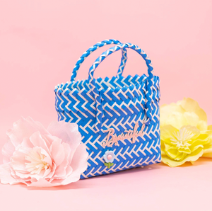 
            
                Load image into Gallery viewer, Mini Basket Weave Tote Bag - Blue Ribbon
            
        