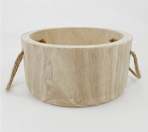 Paulownia Wood Bowl with Rope Handles
