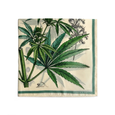 100% Silk Scarf Botanical Marijuana Cannabis Bandana 17x17