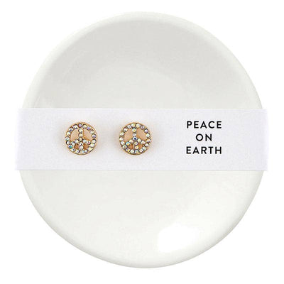 Holiday Stud Earrings & Trinket Tray Sets - Peace on Earth