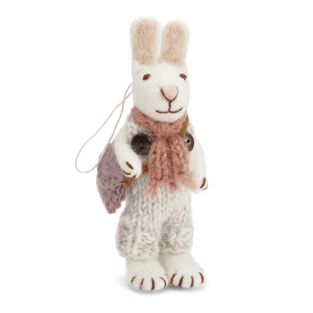 
            
                Load image into Gallery viewer, White Bunny w/Rose Scarf and Grey Pants
            
        