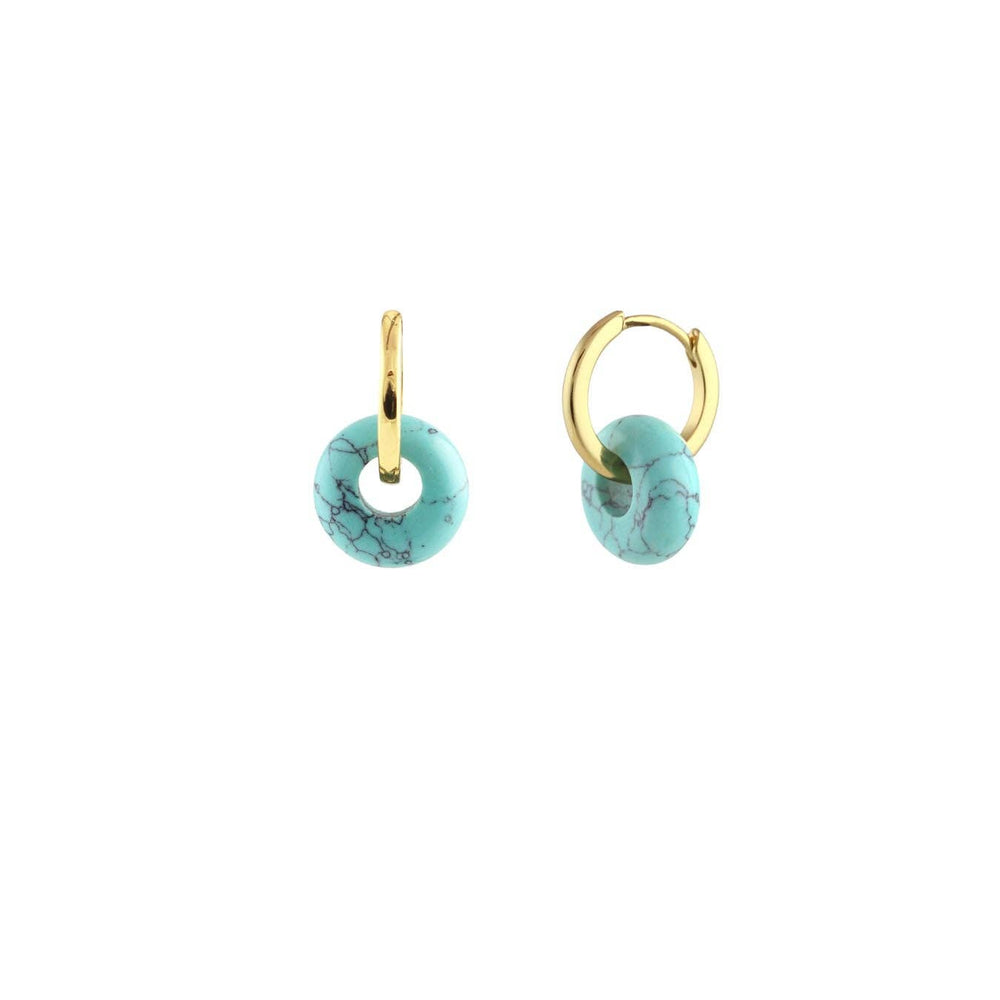 Gemstone Donut Huggie Hoop Earrings