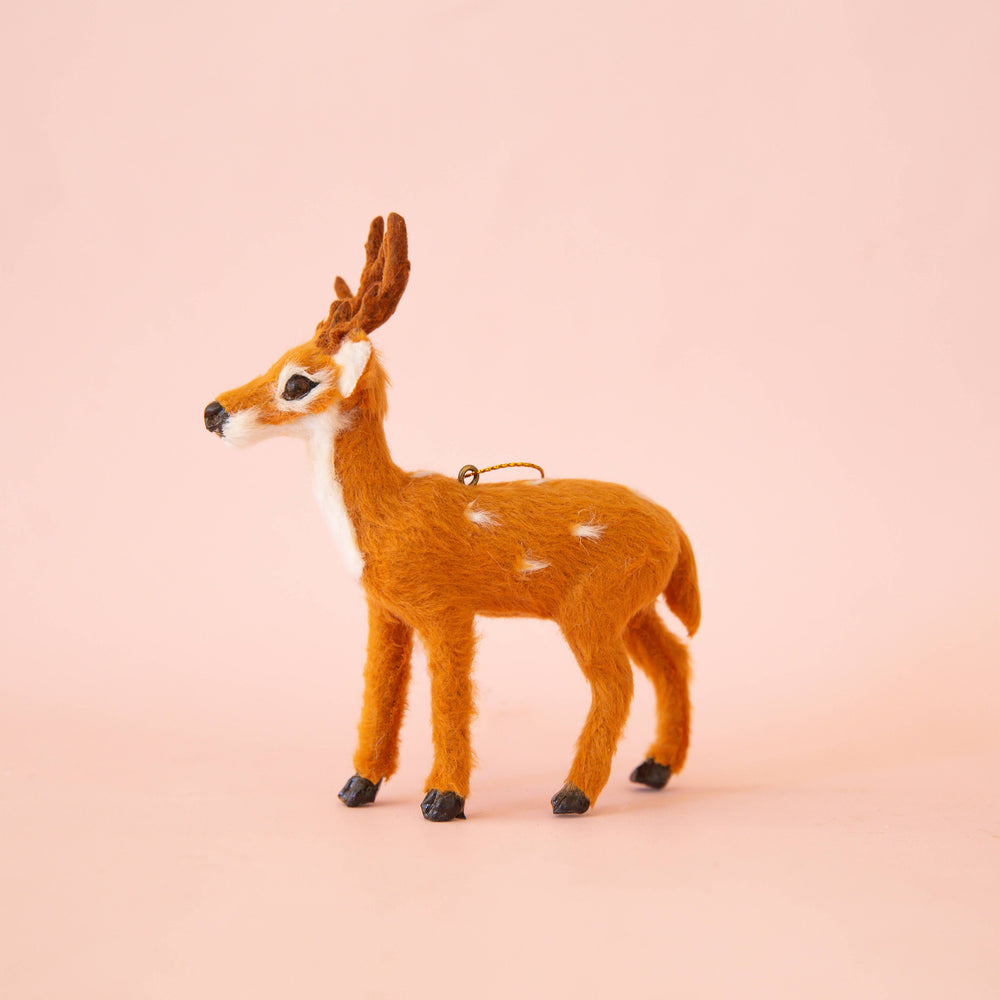Fur Reindeer Ornament - Brown: Buck