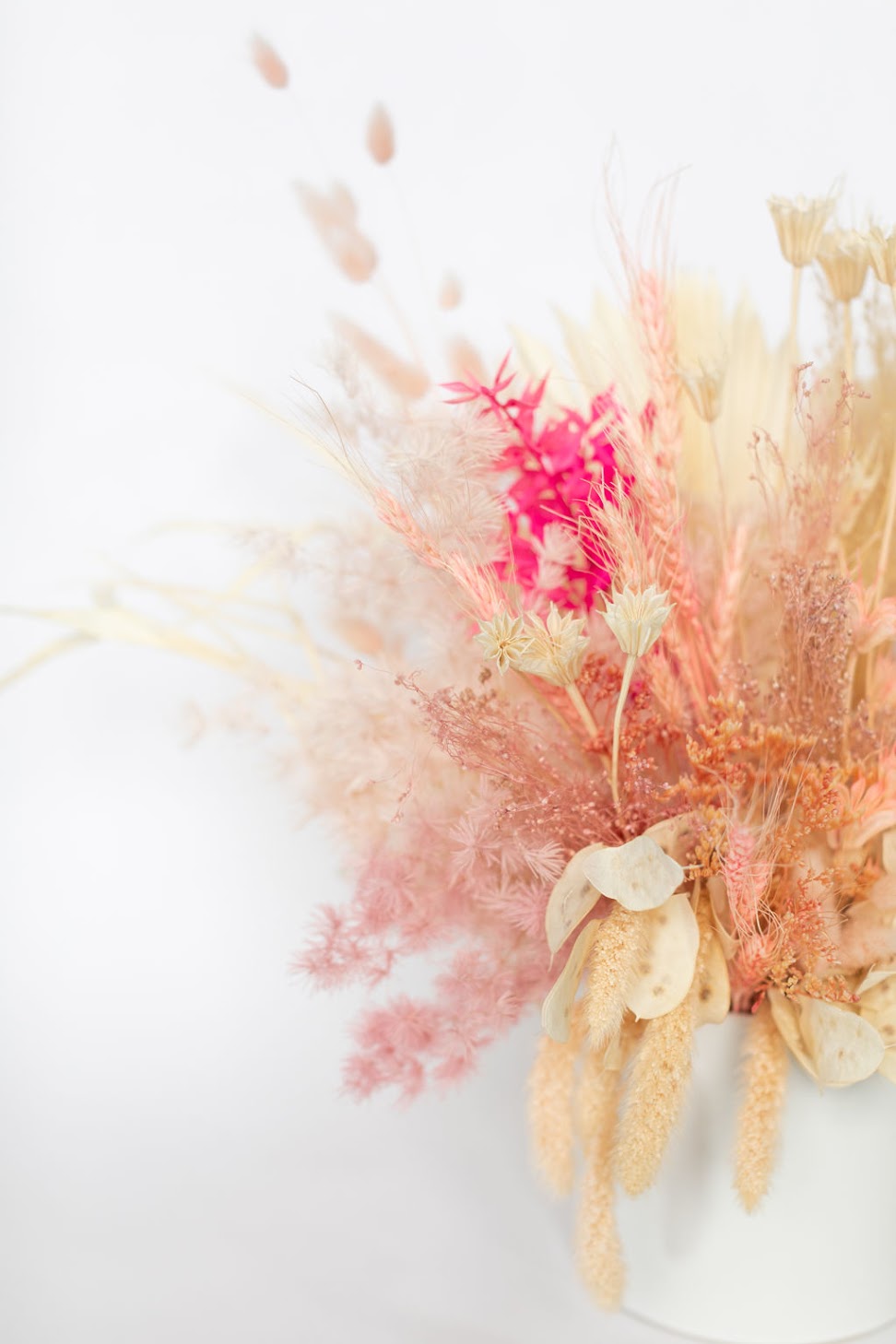 Neutral and Pink Dried Floral Arrangement
