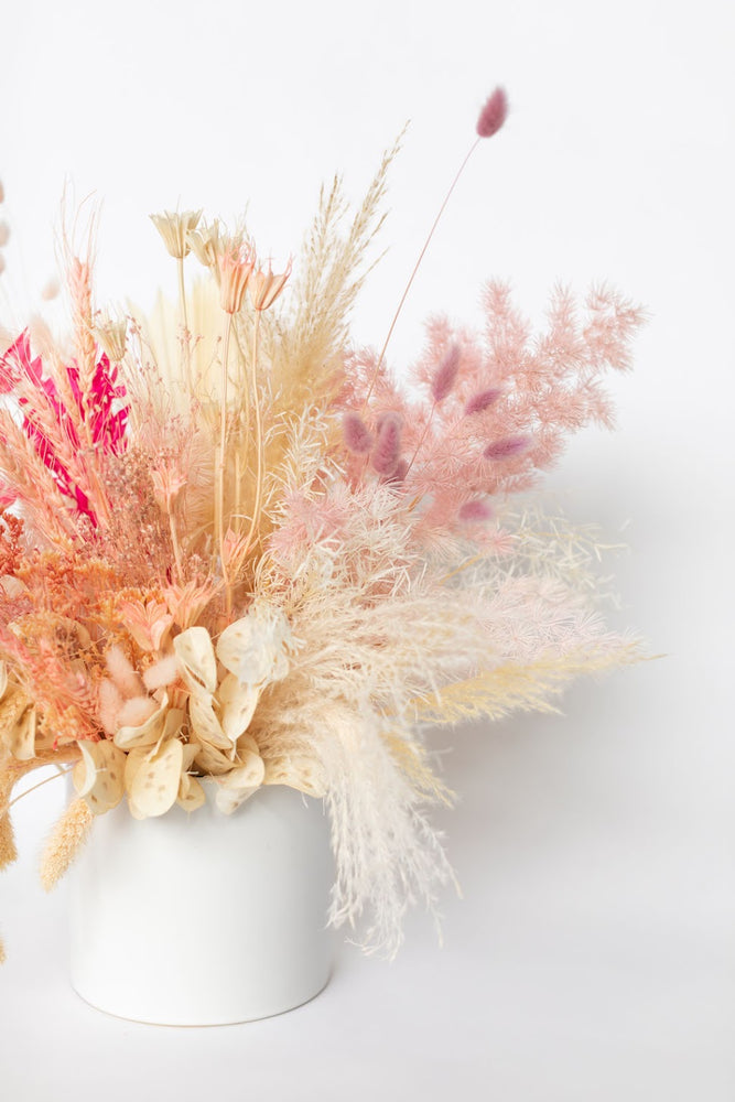 Neutral and Pink Dried Floral Arrangement